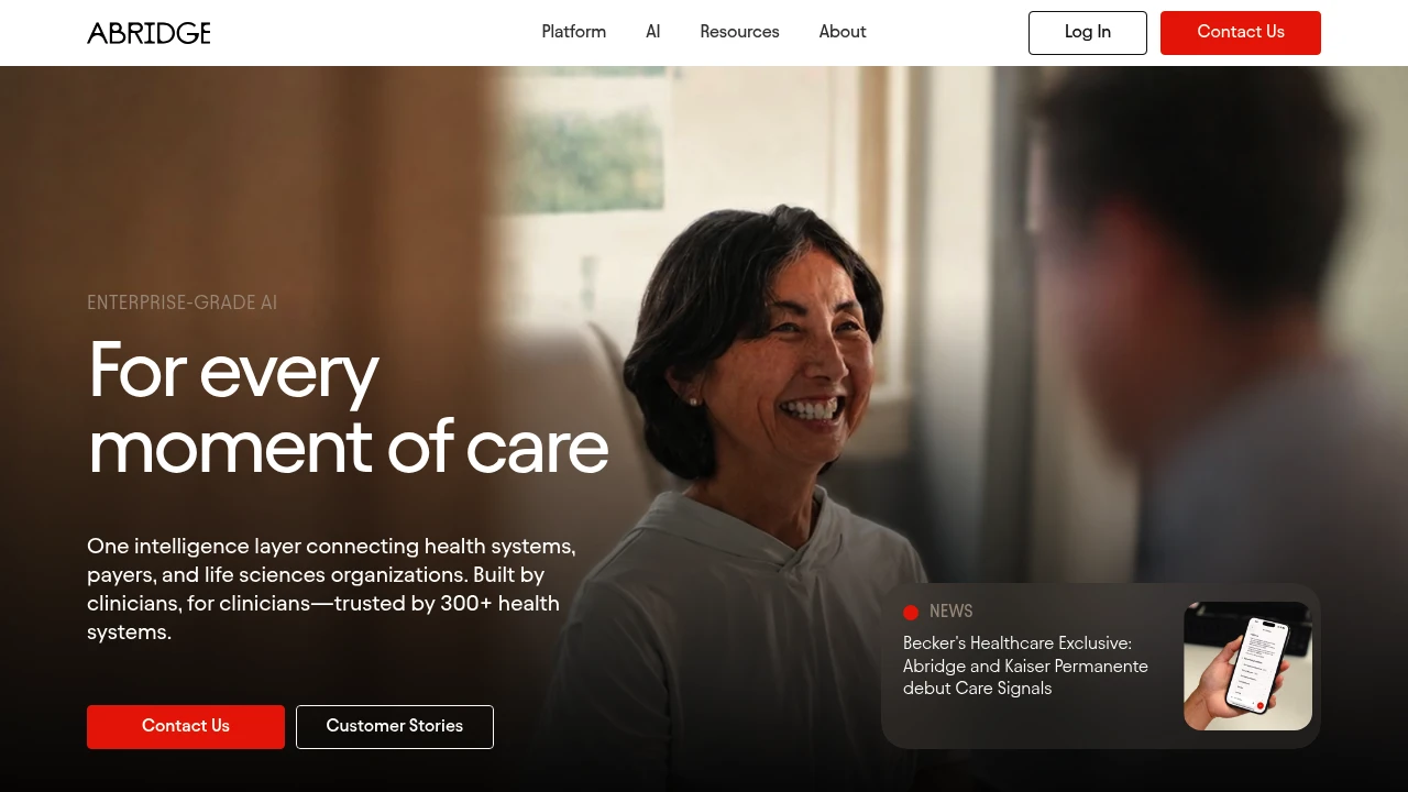 Screenshot of Abridge website