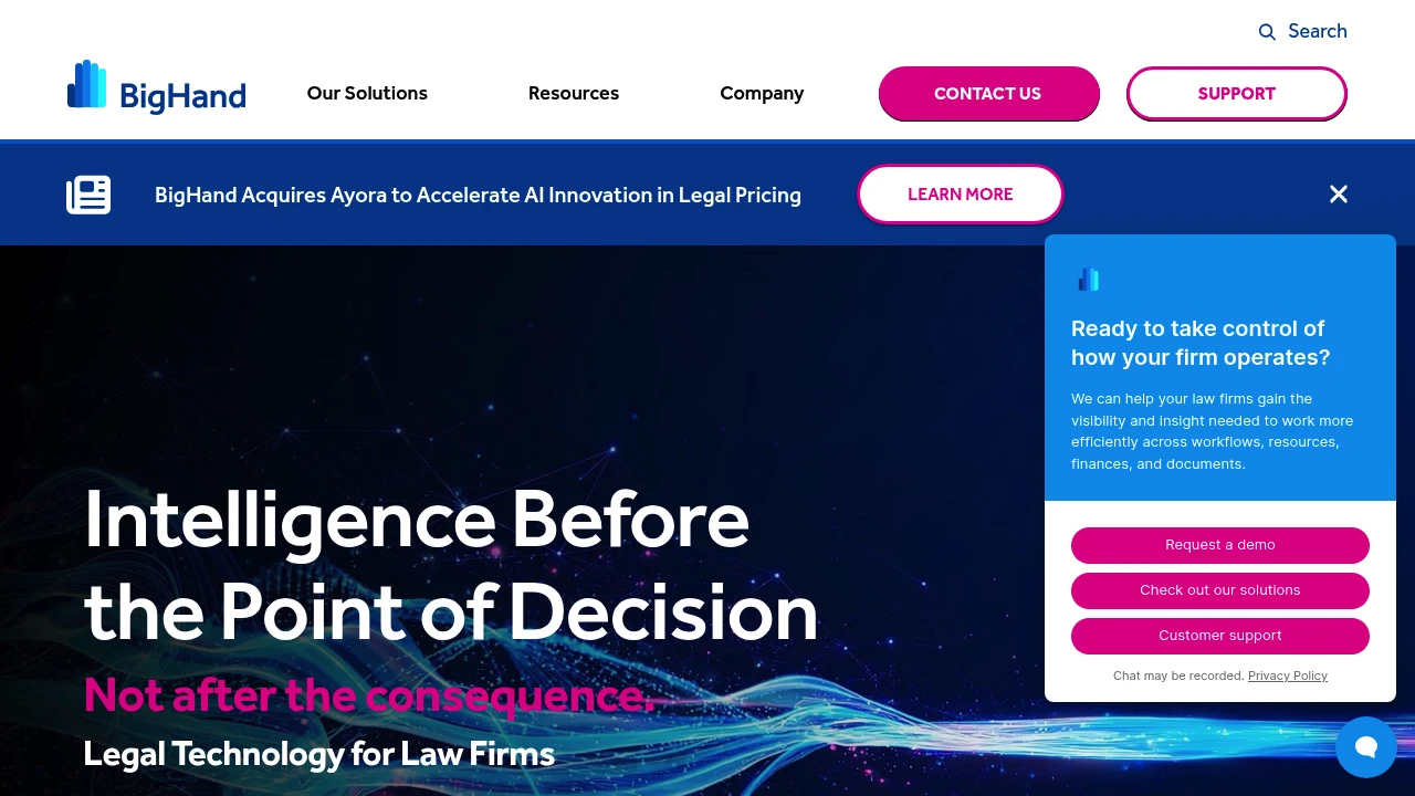 Screenshot of BigHand website