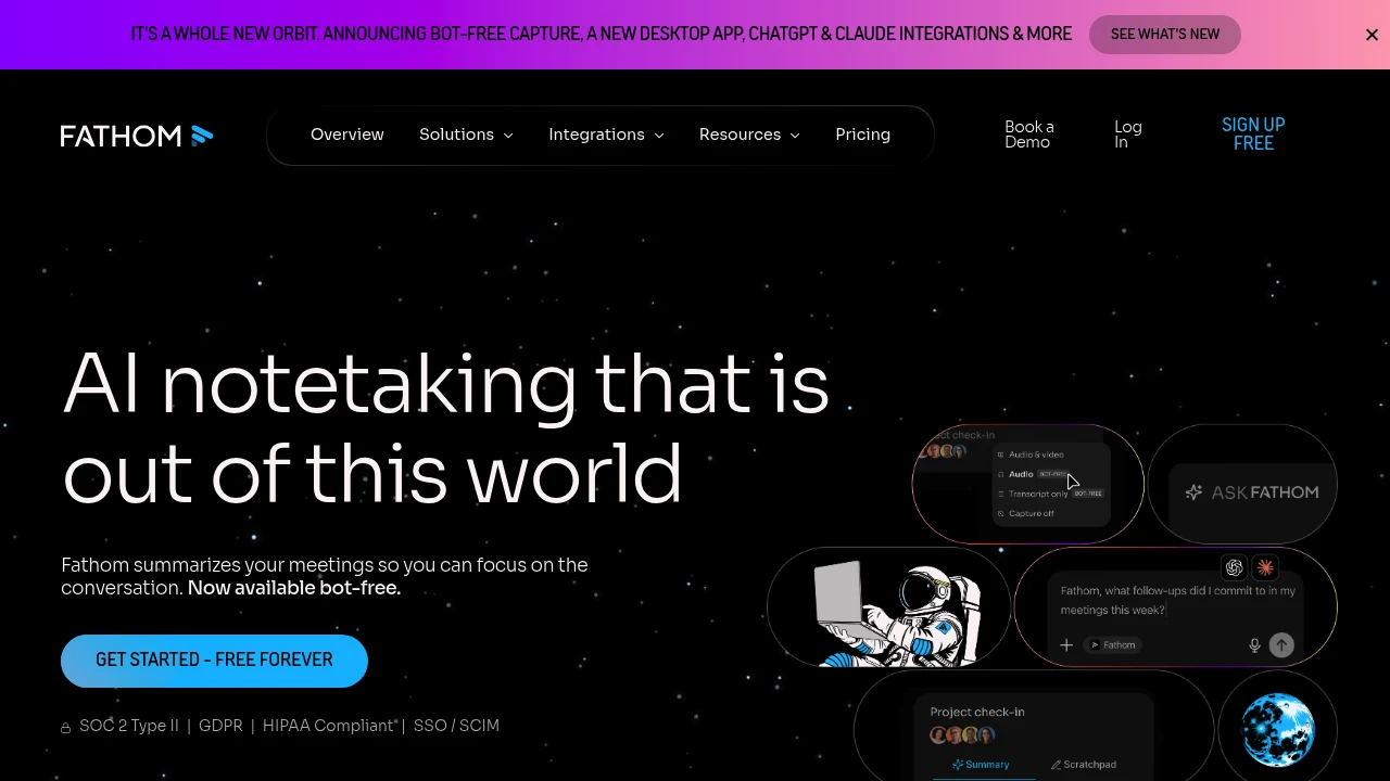 Screenshot of Fathom website