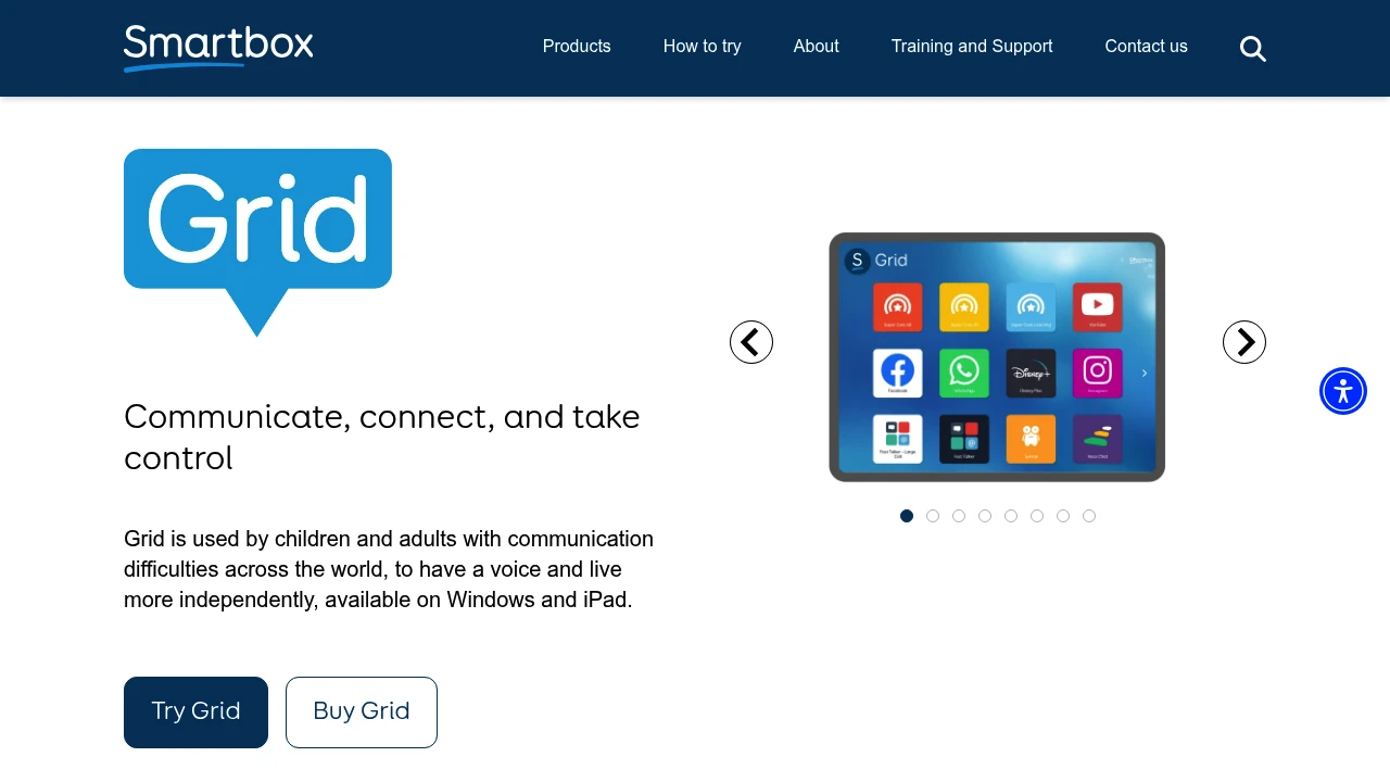 Screenshot of Grid 3 website