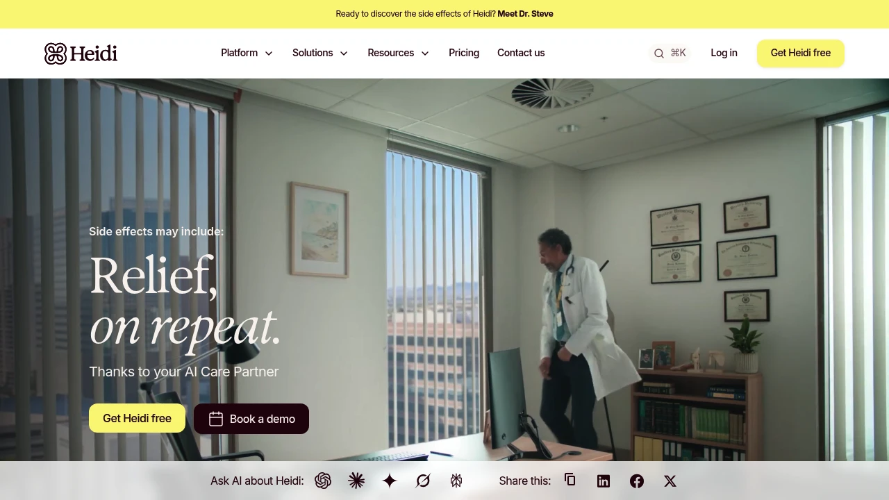 Screenshot of Heidi Health website