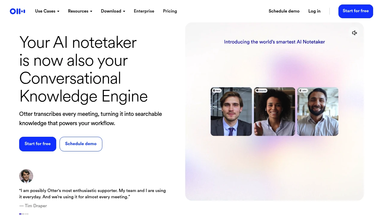 Screenshot of Otter.ai website