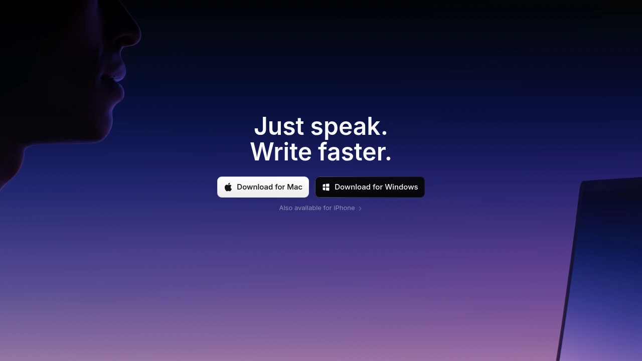 Screenshot of superwhisper website