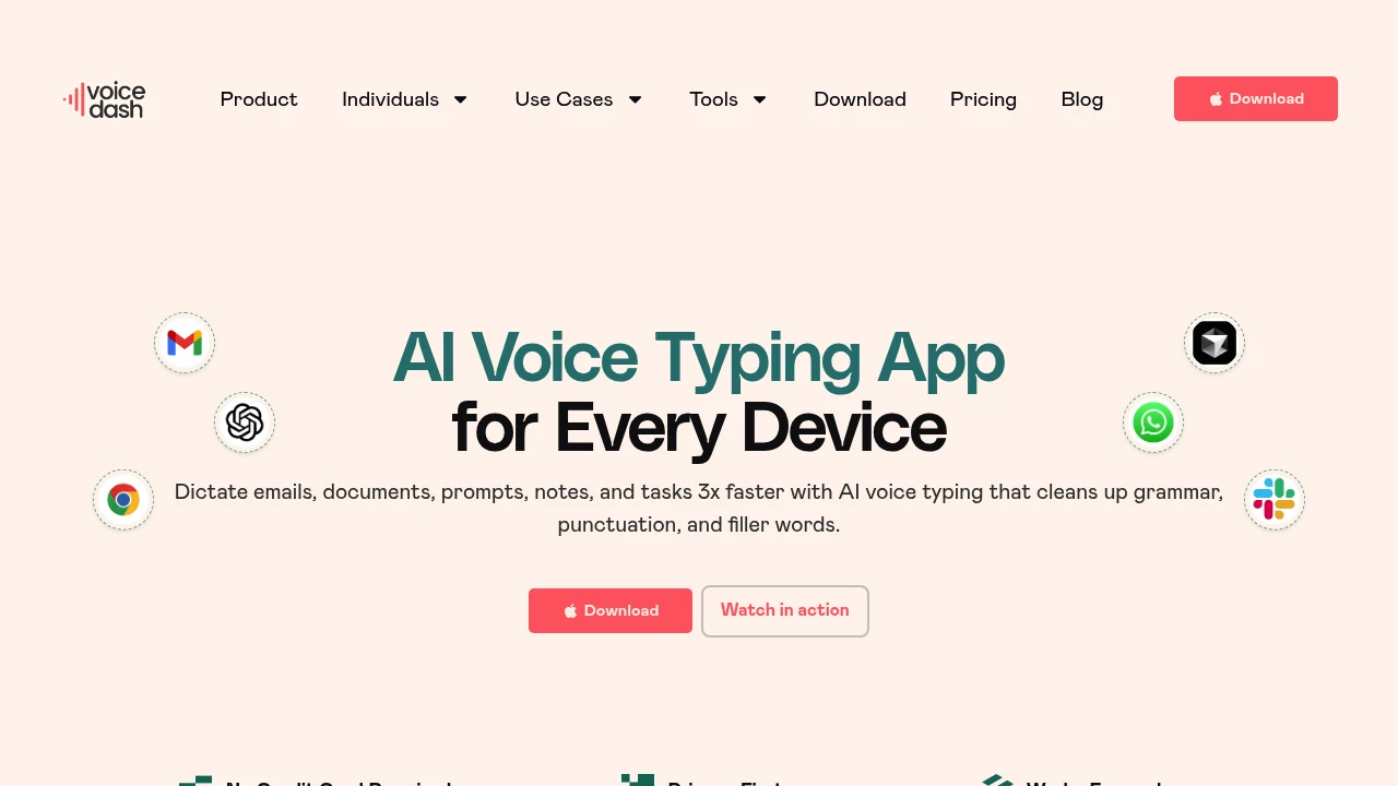 Screenshot of VoiceDash website