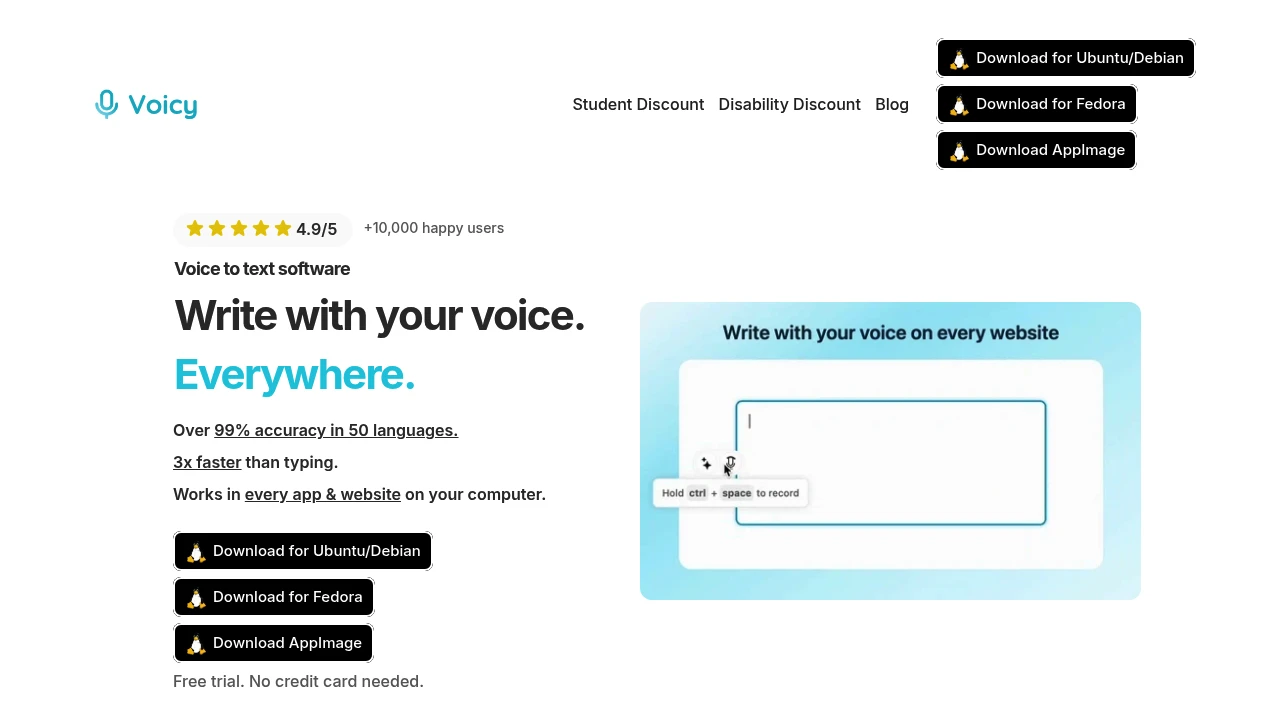 Screenshot of Voicy website