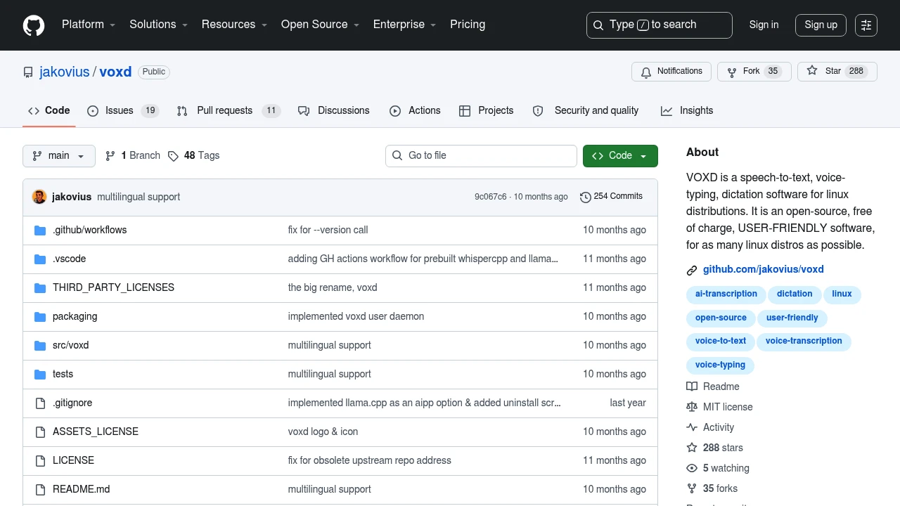 Screenshot of VOXD website